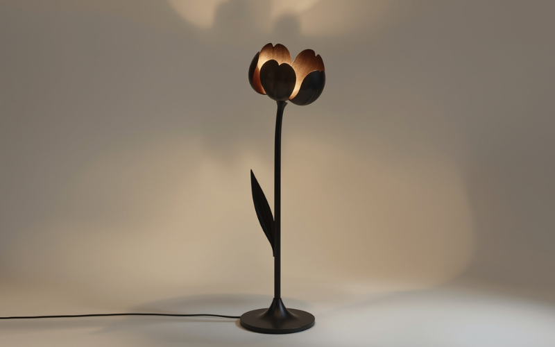 black flower floor lamp
