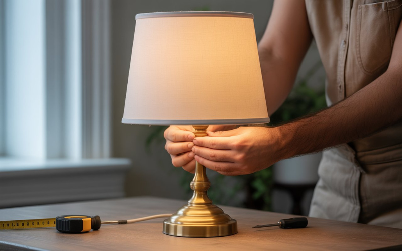 how to fit a lampshade to a table lamp