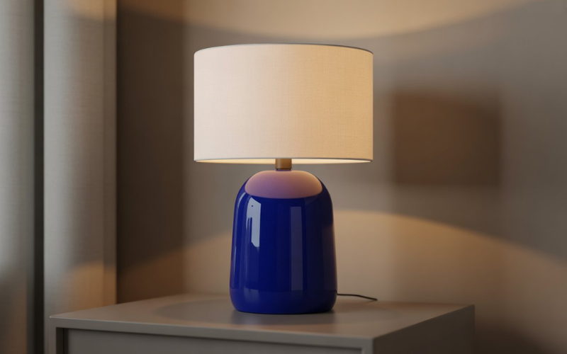 blue table lamp