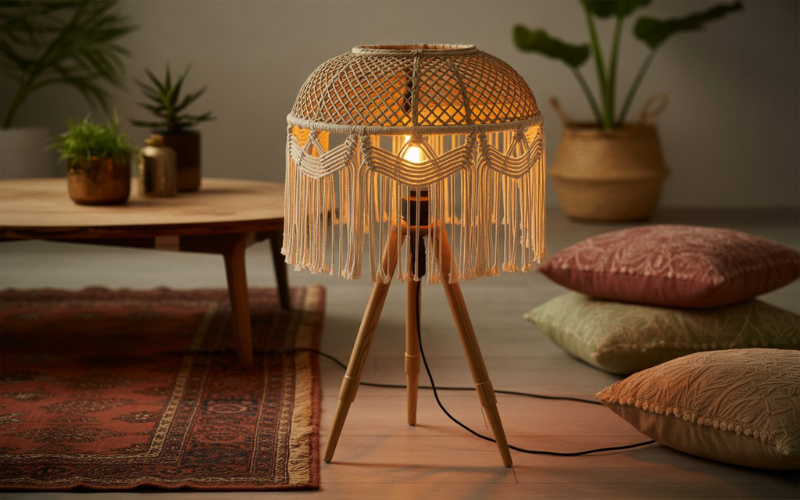 rattan floor lamp