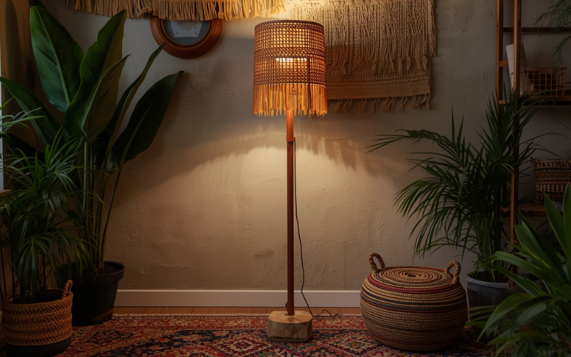 handcrafted boho floor lamp