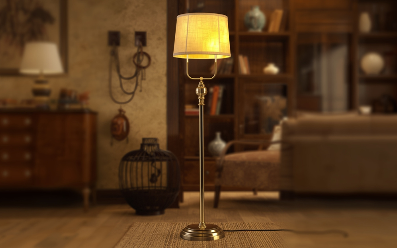 brass retro floor lamp