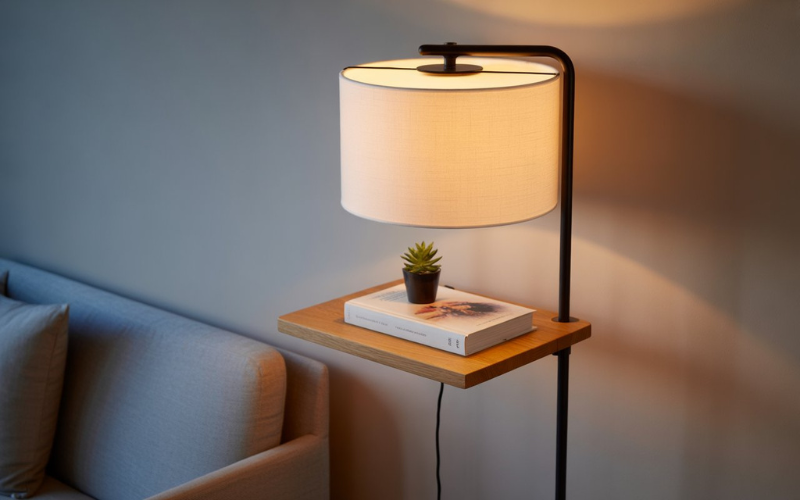 standing lamp with shelves 