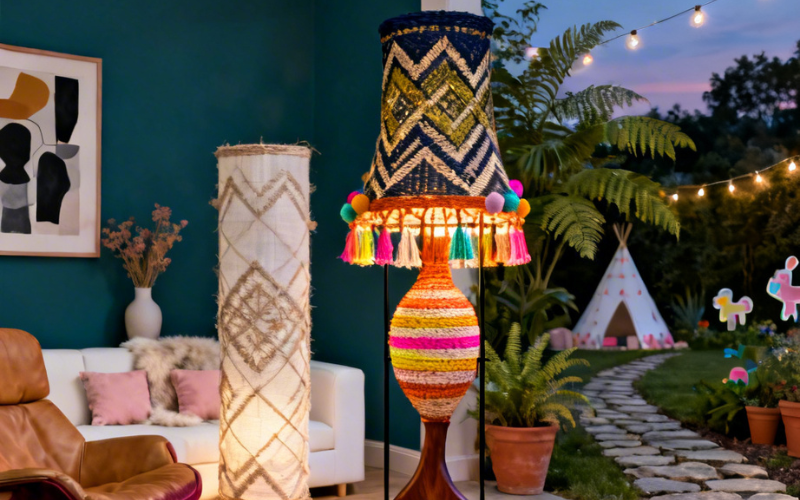woven floor lamp