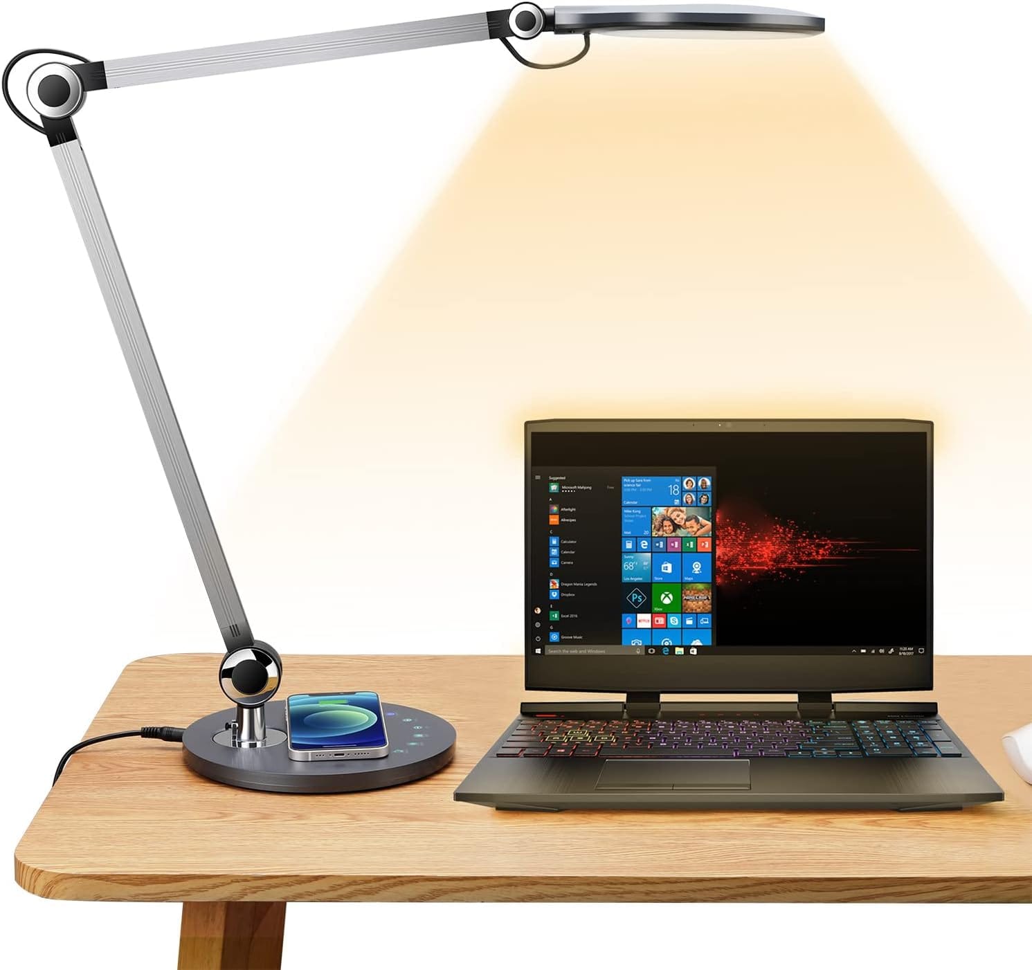 NovaCharge SwingArm Memory Desk Lamp