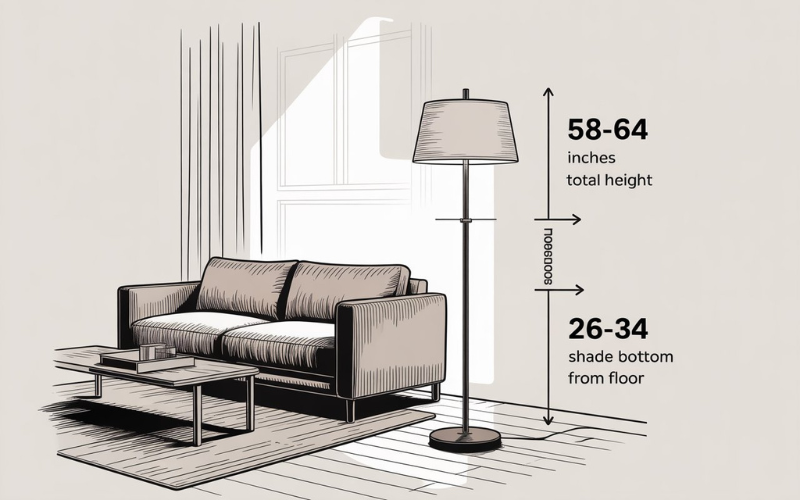 living room lamp height rules